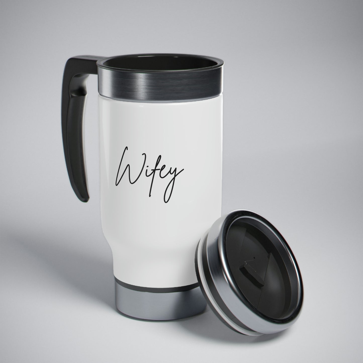 Stainless Steel Travel Mug with Handle, 14oz-Best Wifey Present