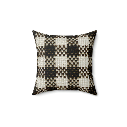 Spun Polyester Square Pillow-Black and White