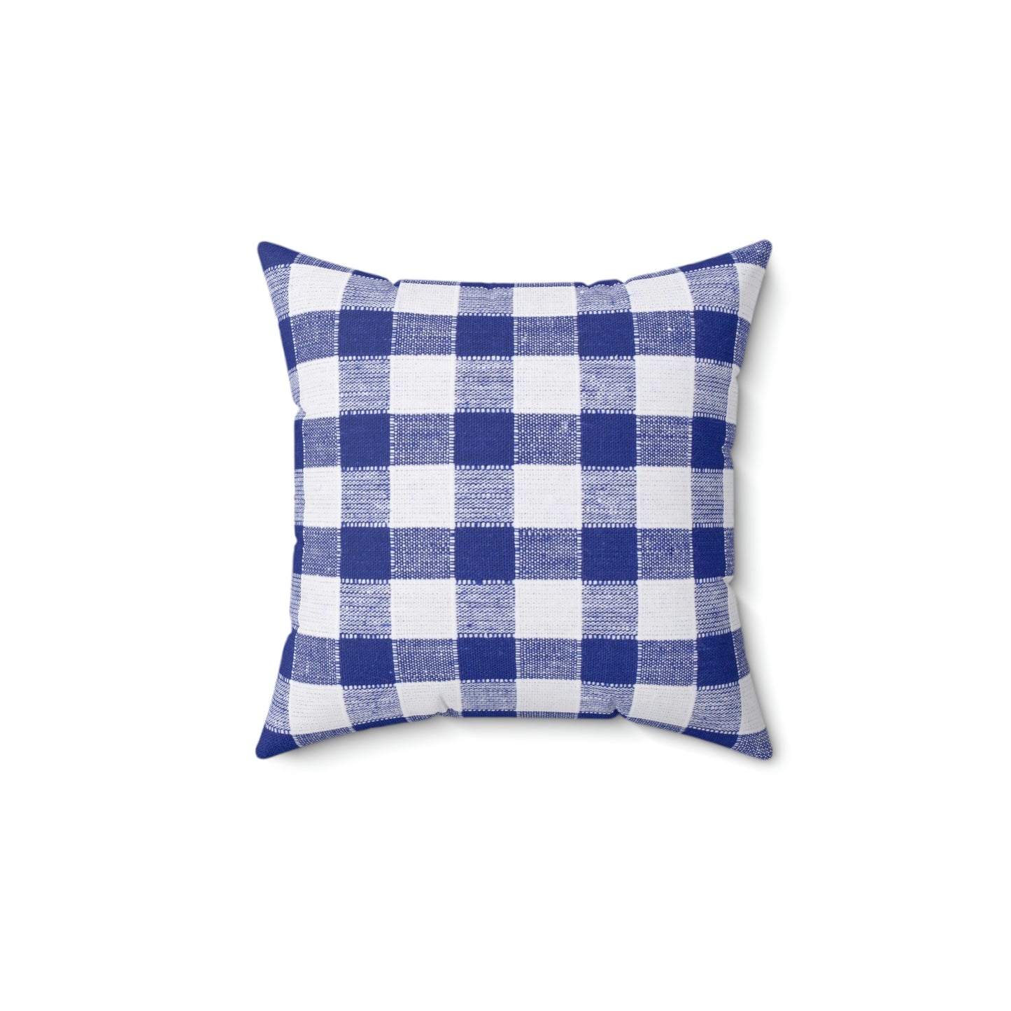 Spun Polyester Square Pillow-Blue and White Plaid