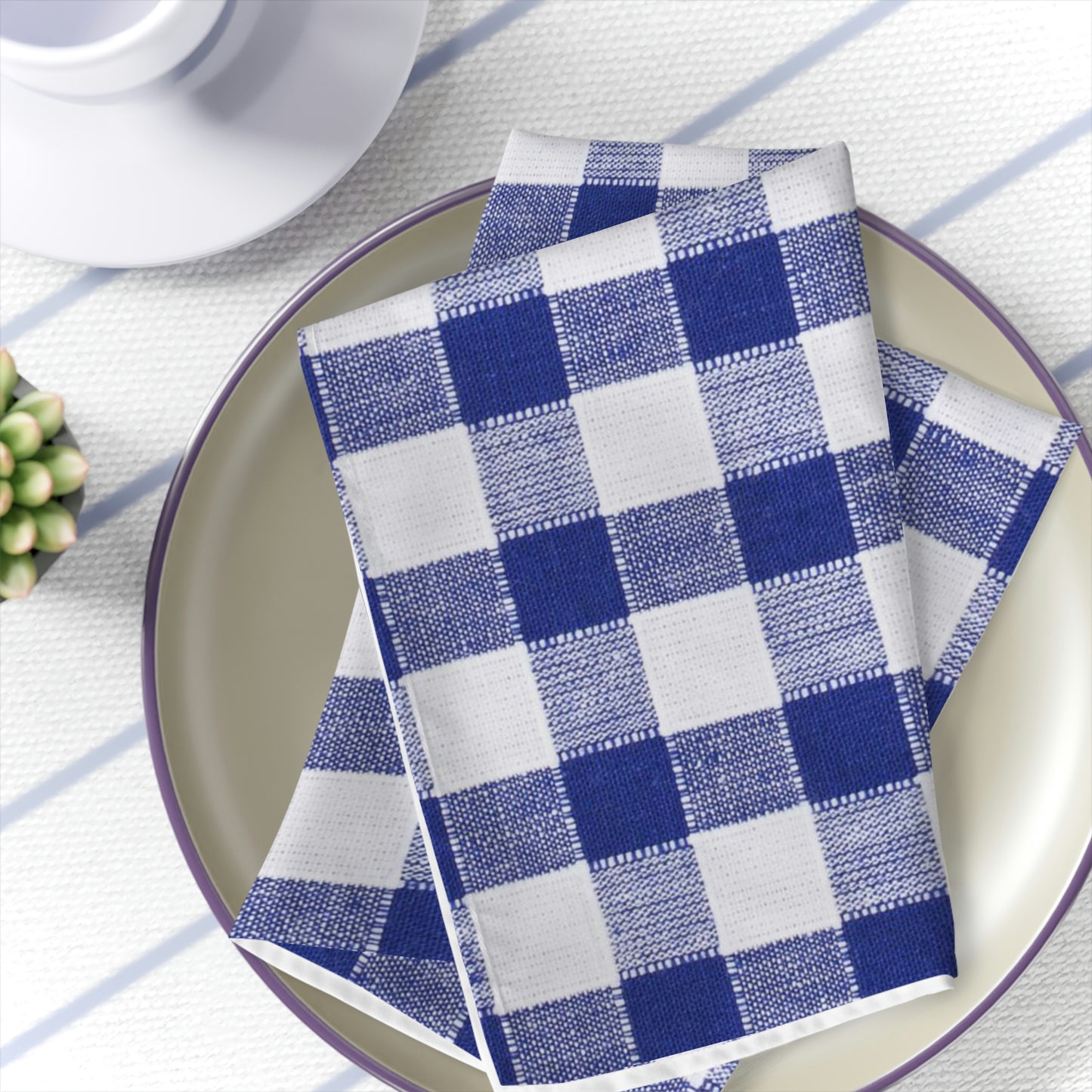Blue and White Plaid Napkins