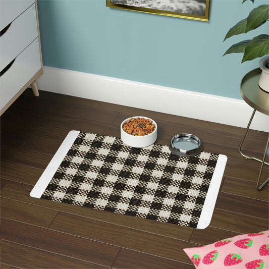 Pet Food Mat (12x18)-Black and White