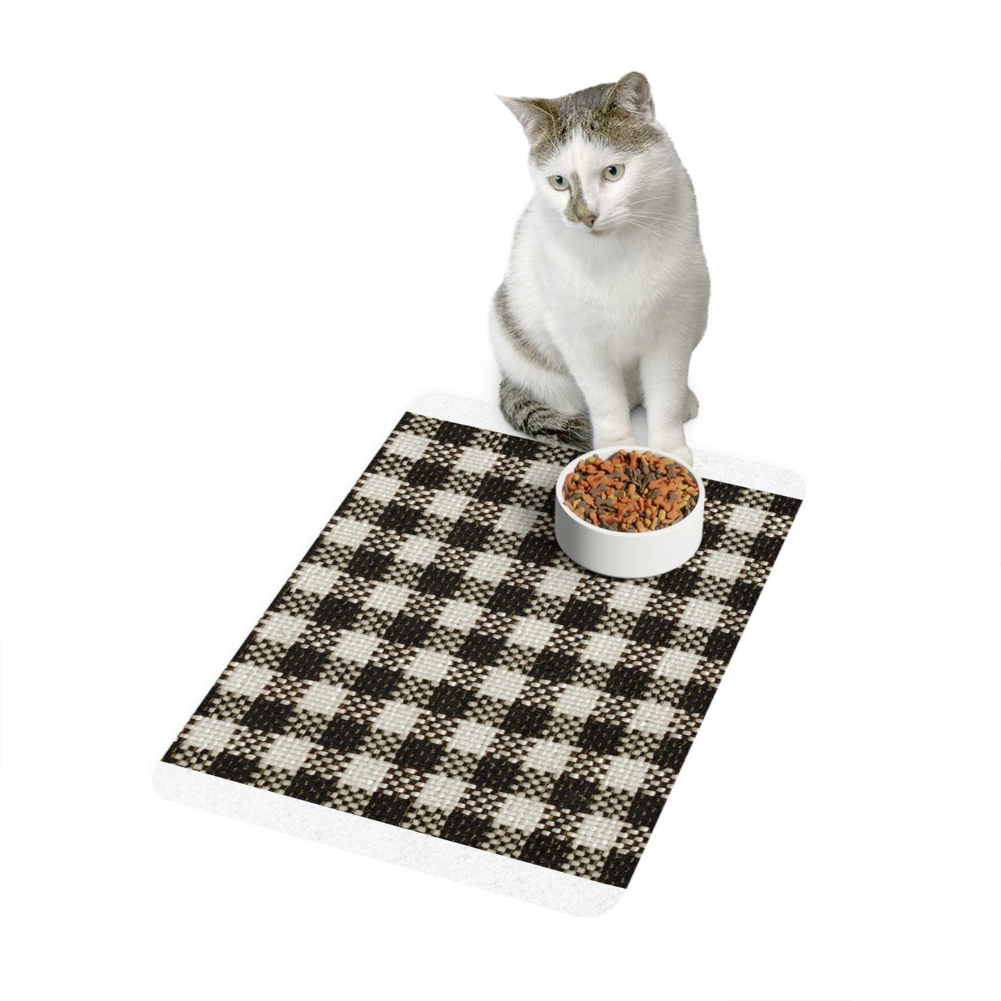 Pet Food Mat (12x18)-Black and White