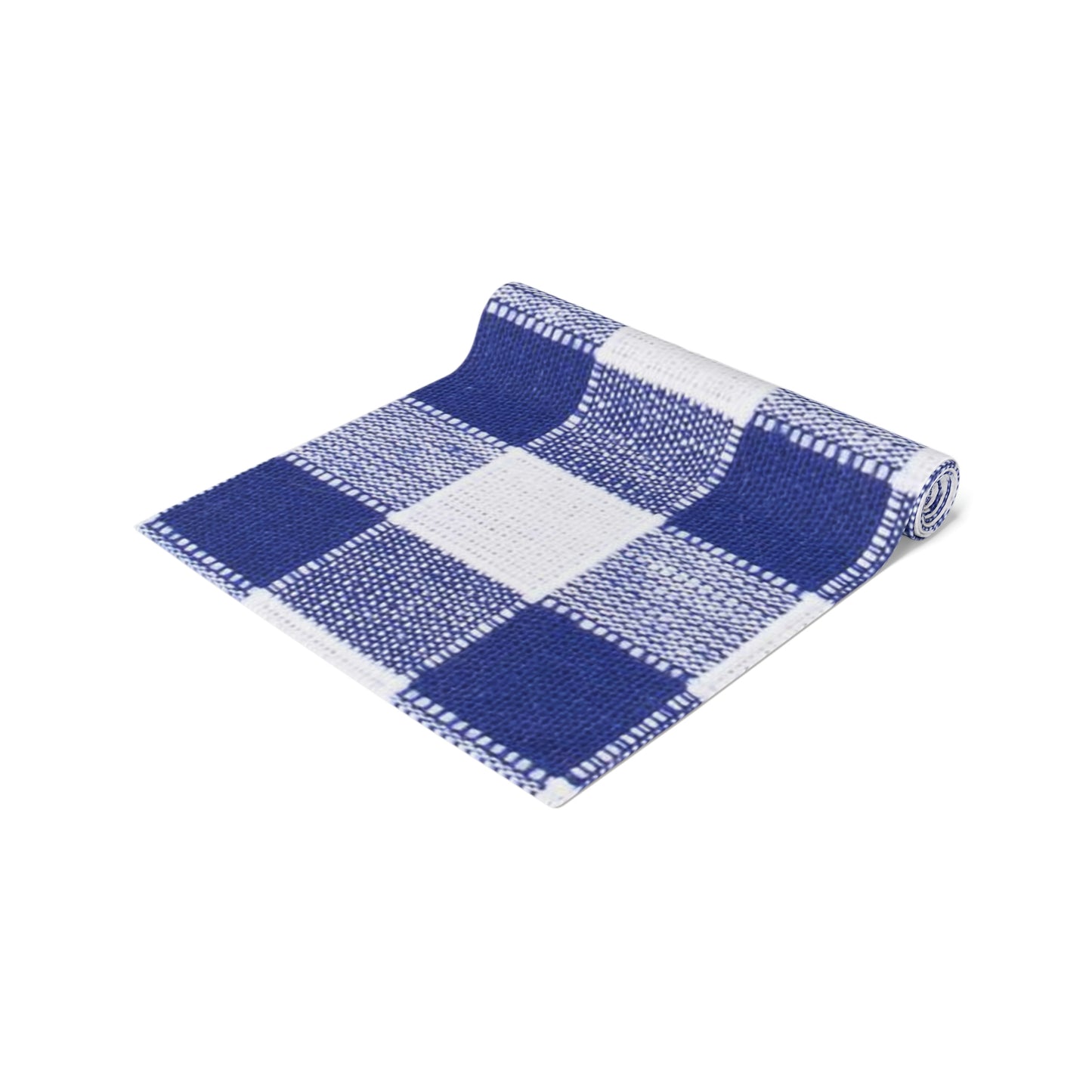 Table Runner (Cotton, Poly)-Blue and White Plaid